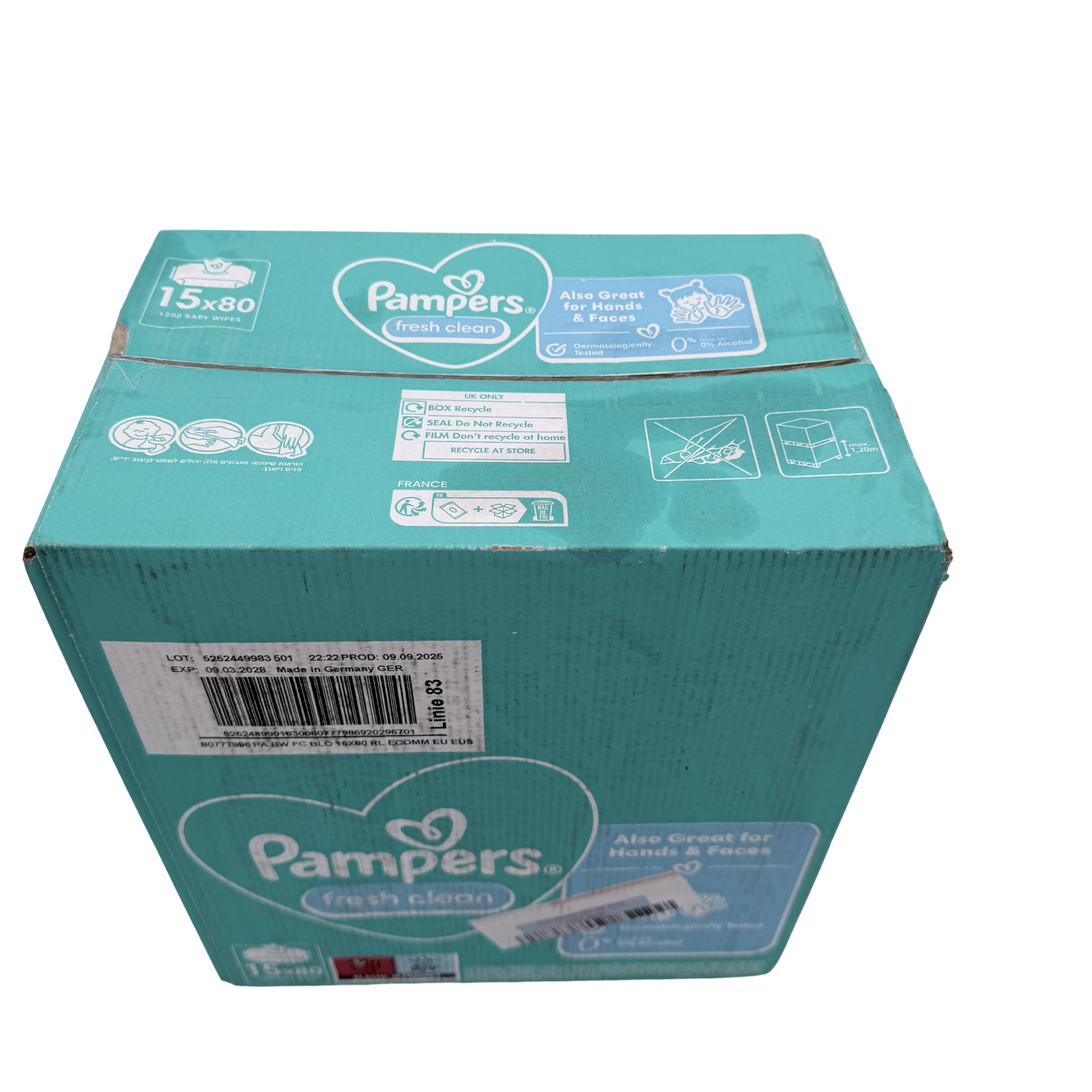 Lingettes fresh clean — lot de 15 x 80