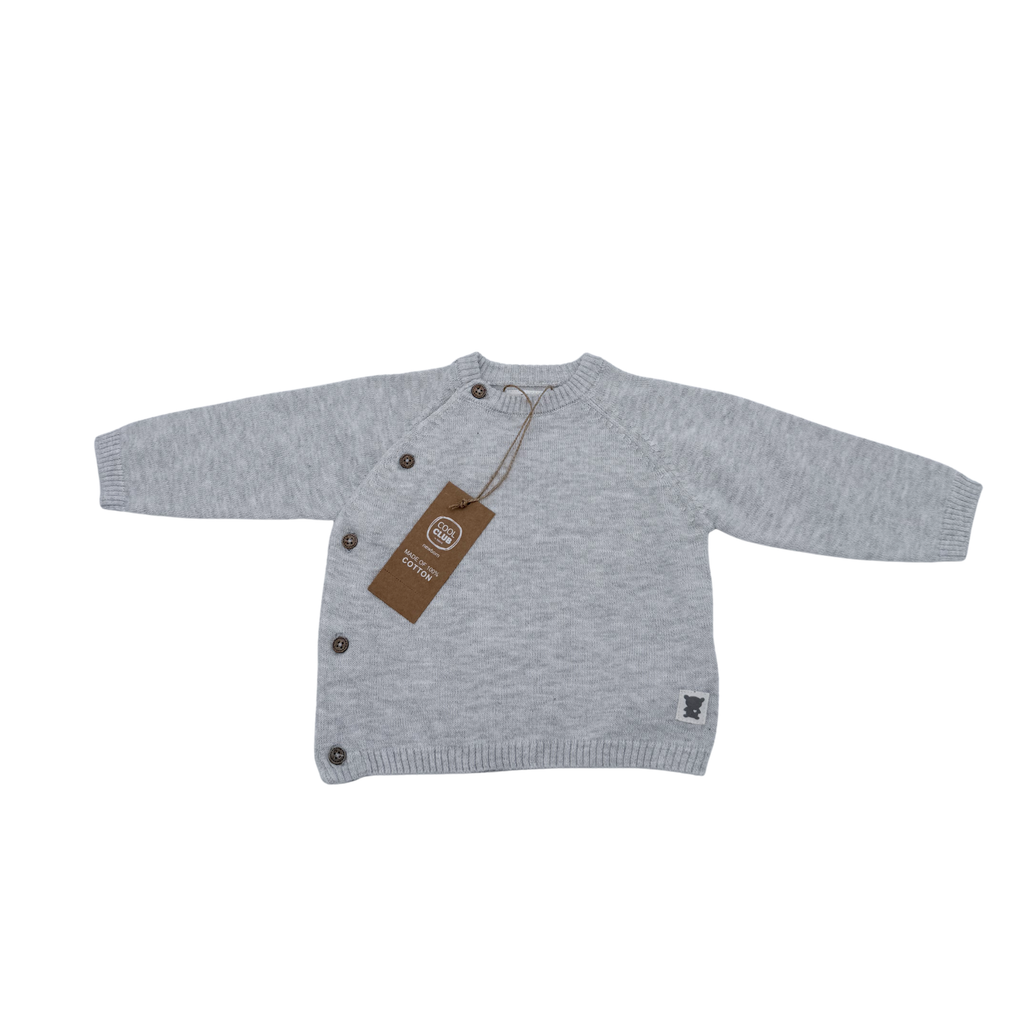 Brassière bébé gris chiné boutonné — 3 mois