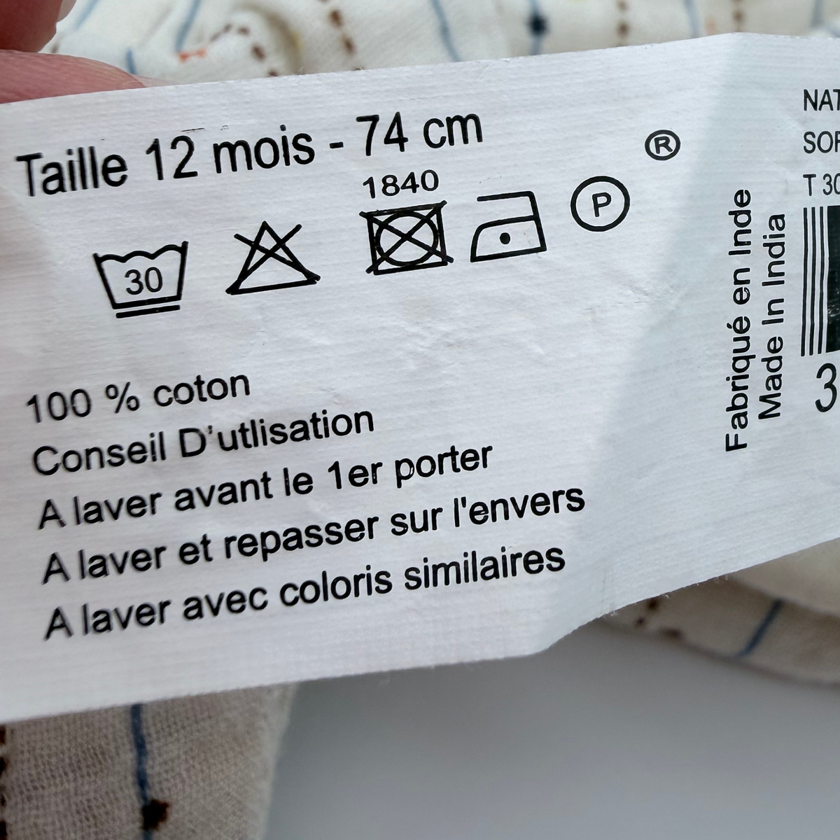 Combishort bébé en gaze de coton - 12 mois