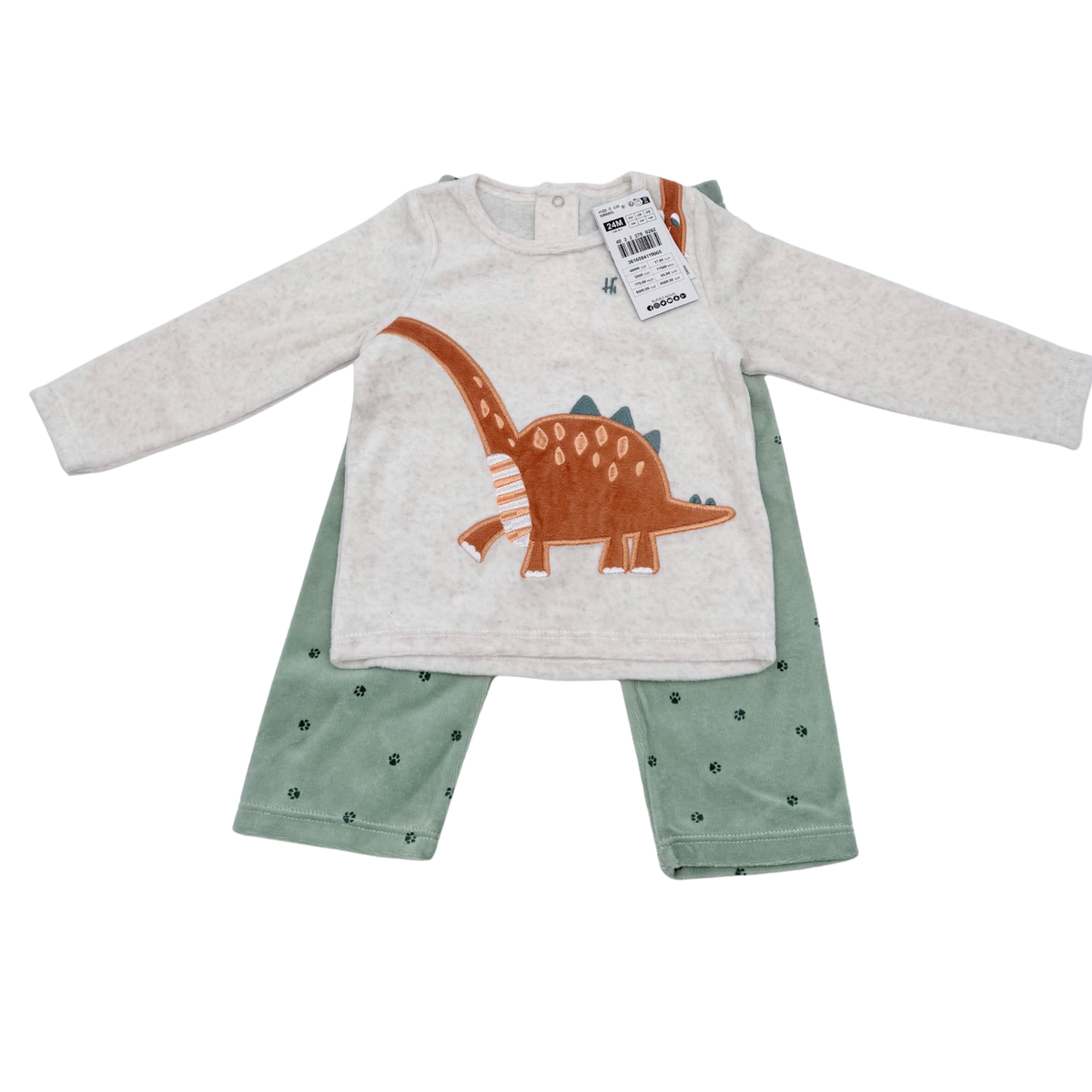 Pyjama bébé dinosaure en velours – 24 mois