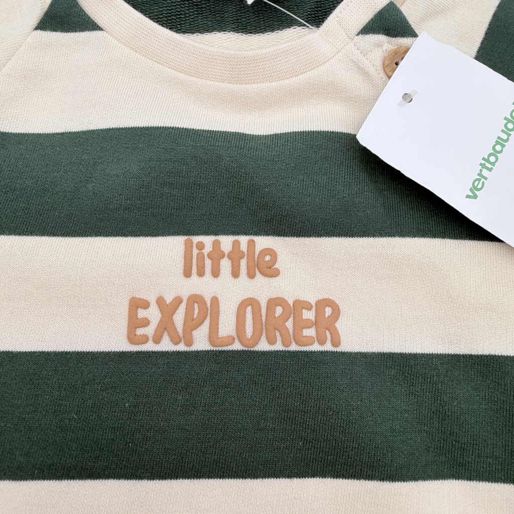 Sweat rayé “little explorer” — 36 mois