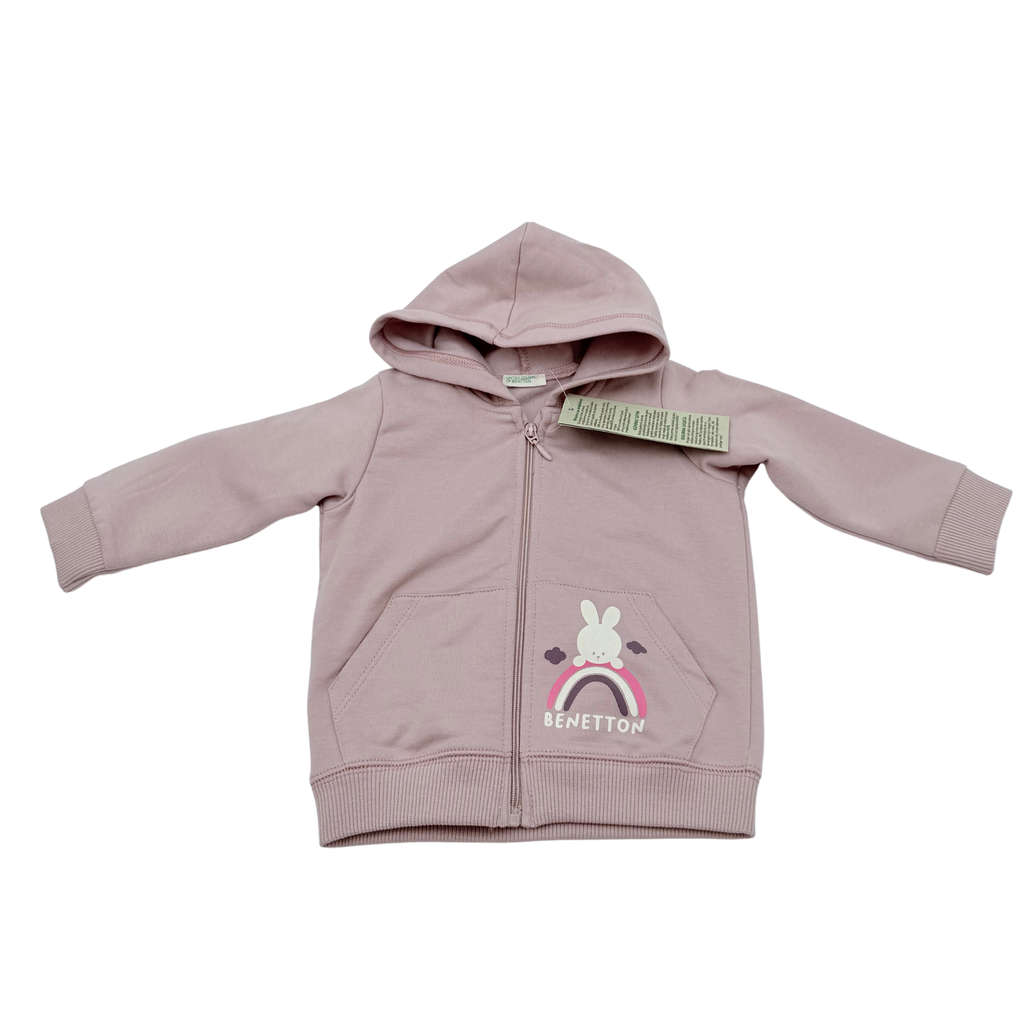 Gilet zippé rose à capuche motif lapin - 6-9 mois