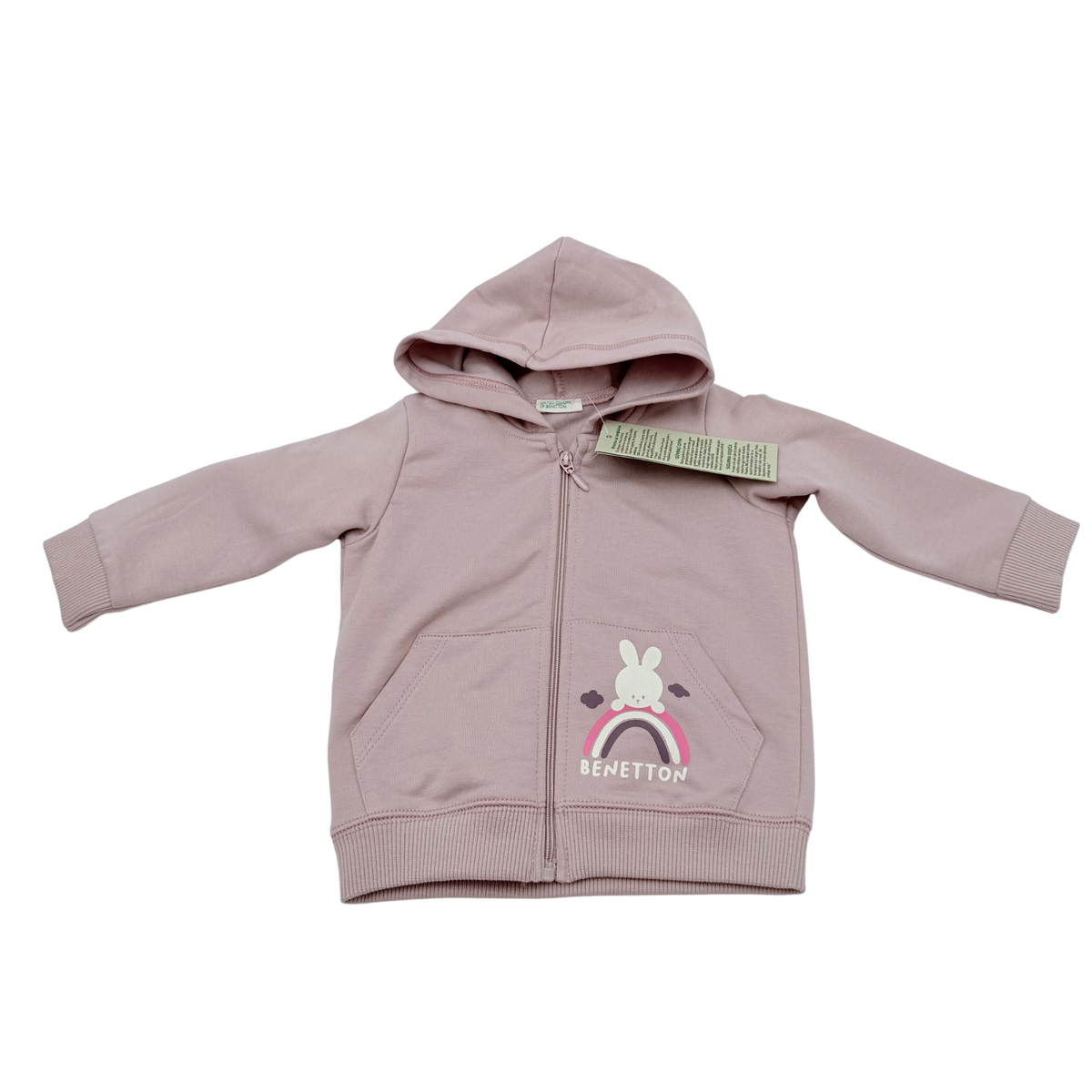 Gilet zippé rose à capuche motif lapin - 6-9 mois