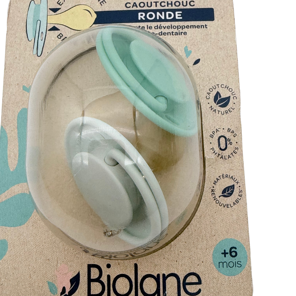 Lot de 2 sucettes caoutchouc ronde — 0-6 mois