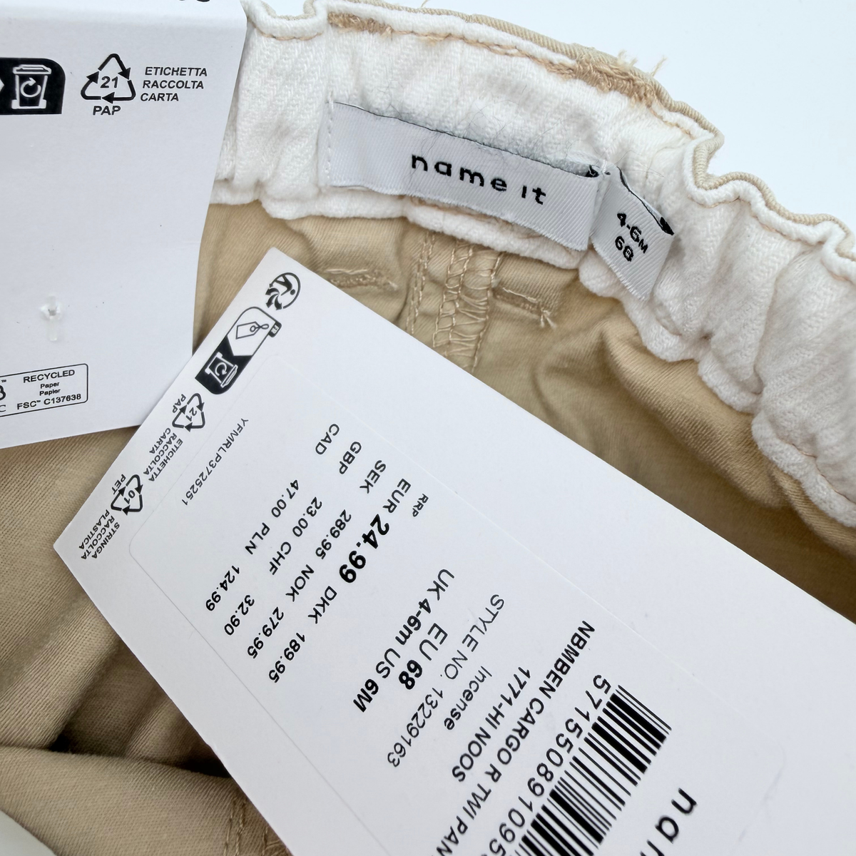 Pantalon beige style cargo - 4-6 mois
