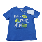 T-shirt bleu “Let’s Play Mom It’s Funny” — 18-24 mois