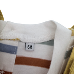 Ensemble salopette courte moutarde et t-shirt rayé — 6 mois