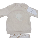 Ensemble bébé deux pièces écru motif éléphants - 3 mois