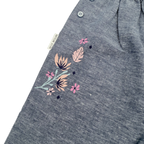Pantalon léger bleu chiné à imprimé floral — 24 mois