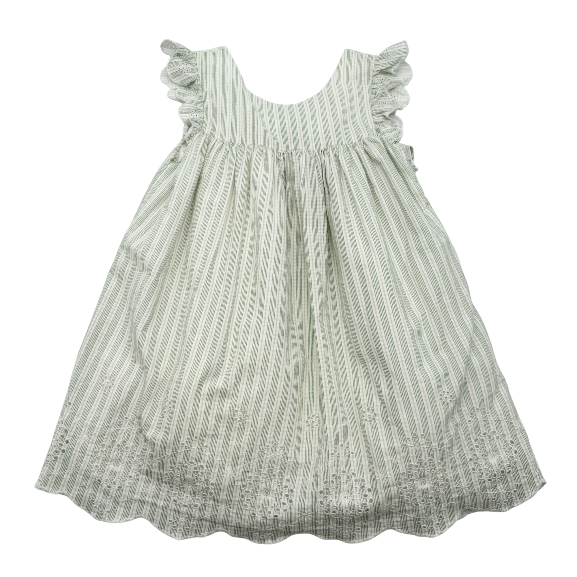 Robe rayée verte et blanche - 3 ans