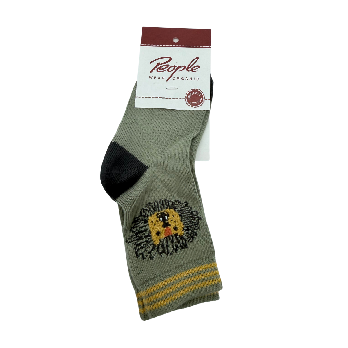 Chaussettes kaki en coton bio motif lion - 19-22