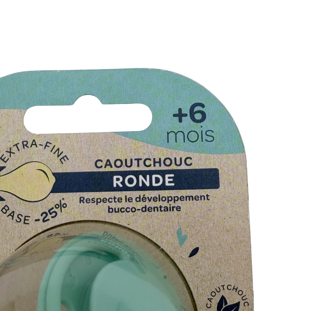 Lot de 2 sucettes caoutchouc ronde — 0-6 mois