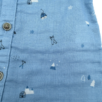 Chemise manches longues en double gaze bleu - 3 mois