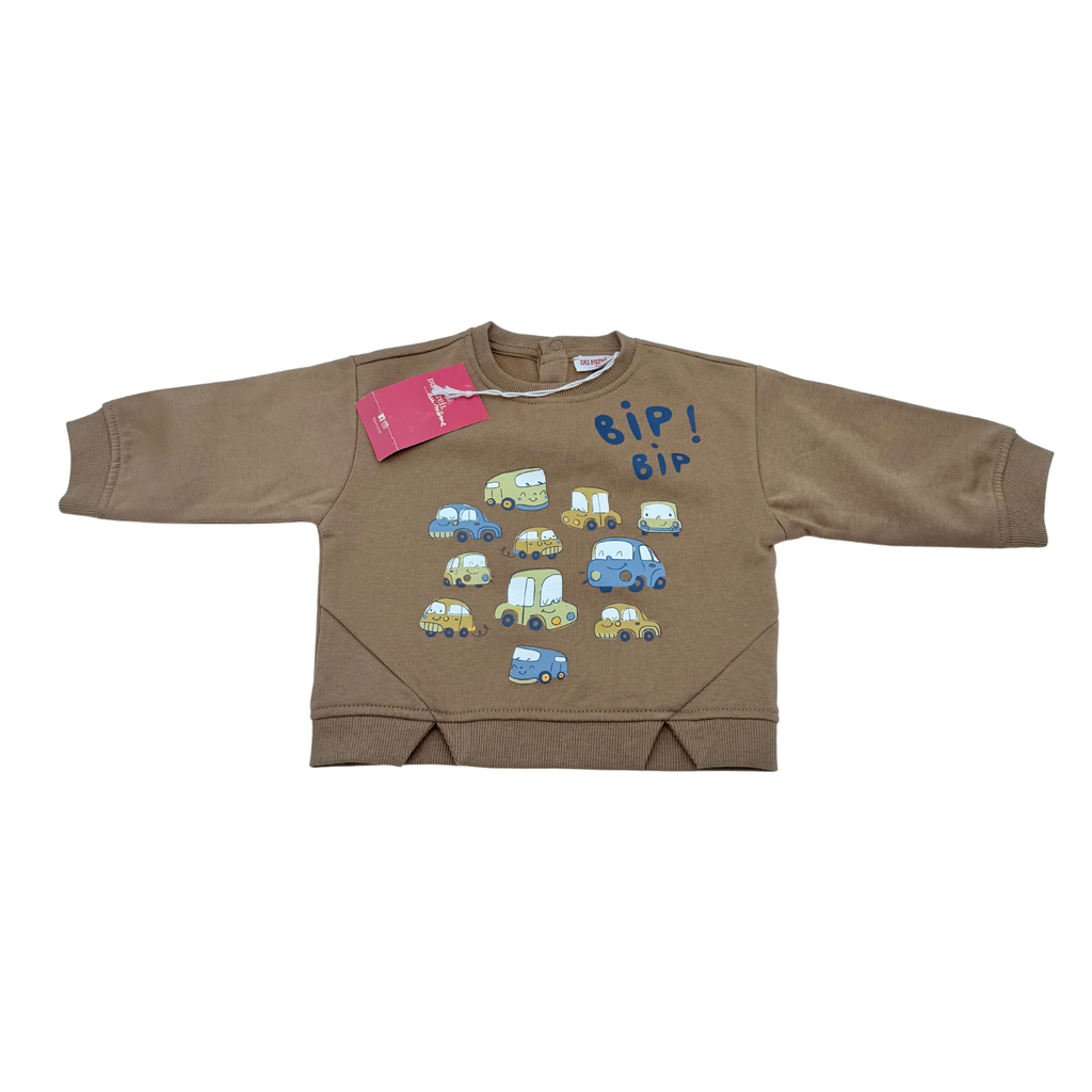 Sweat bébé marron motif voitures - 9 mois