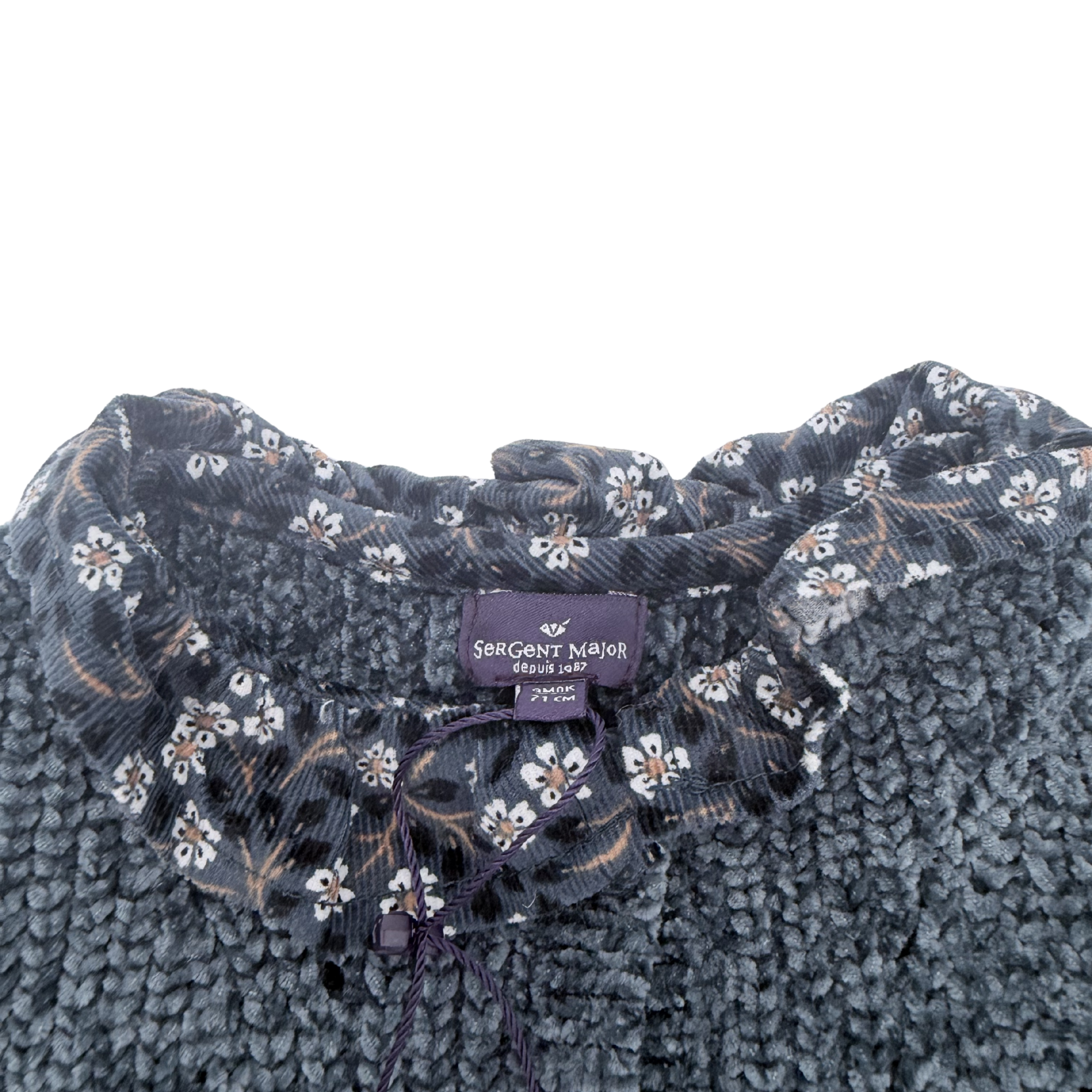 Gilet bleu col fleuri — 18 mois