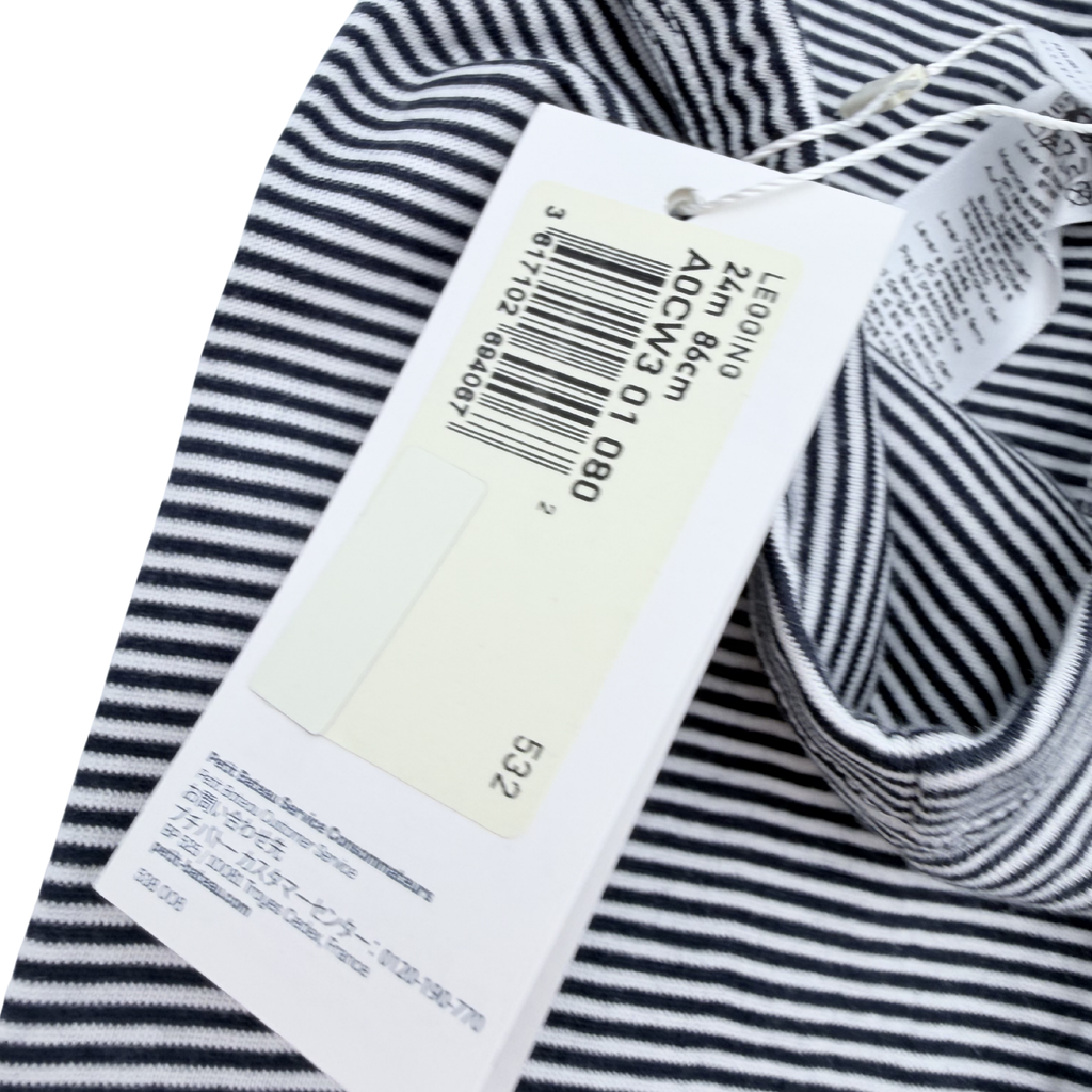 Legging rayé blanc et bleu marine – 24 mois