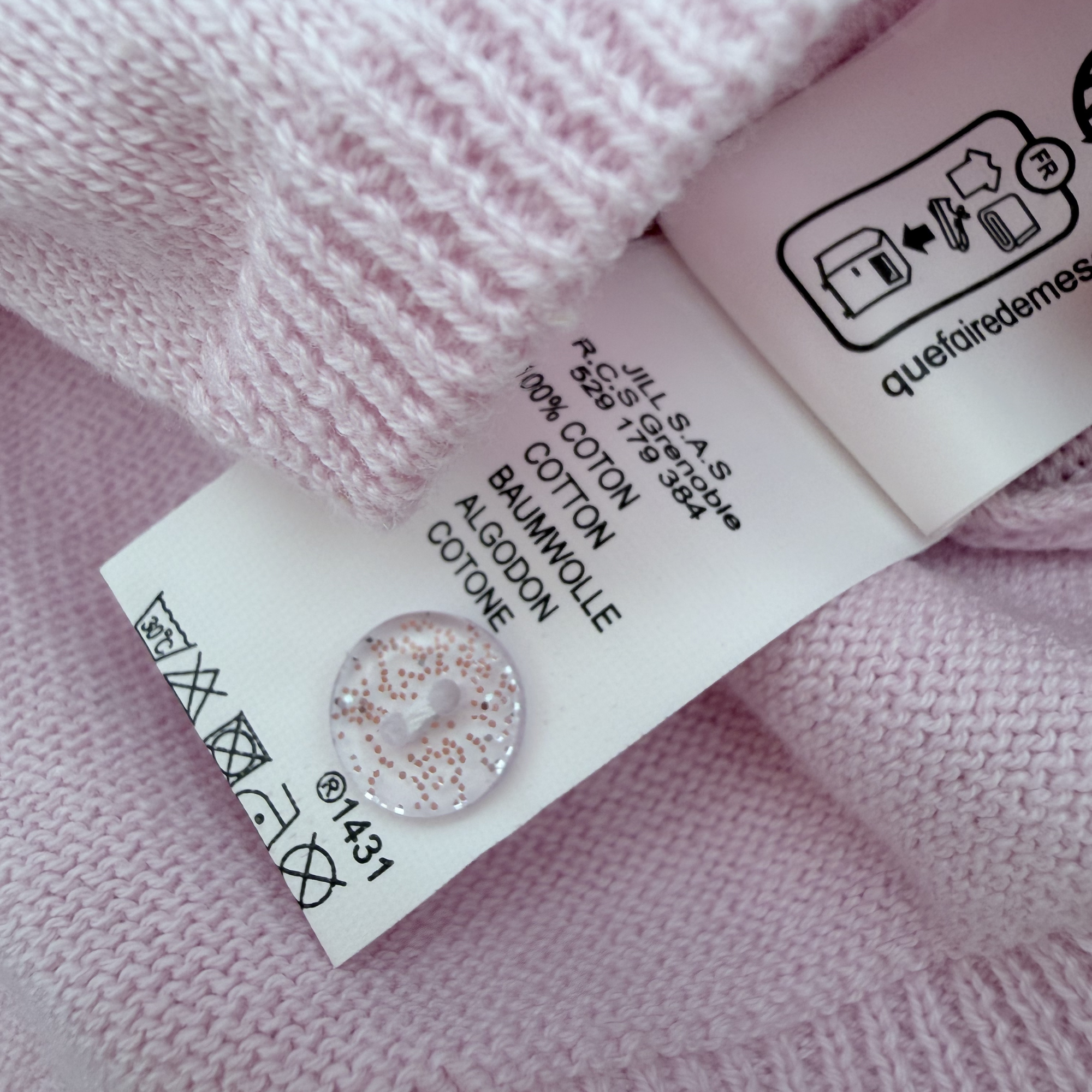 Boléro rose poudré à col volanté — 6 mois