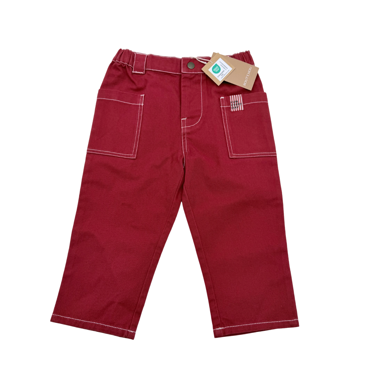 Pantalon rouge à poches contrastées - 18 mois