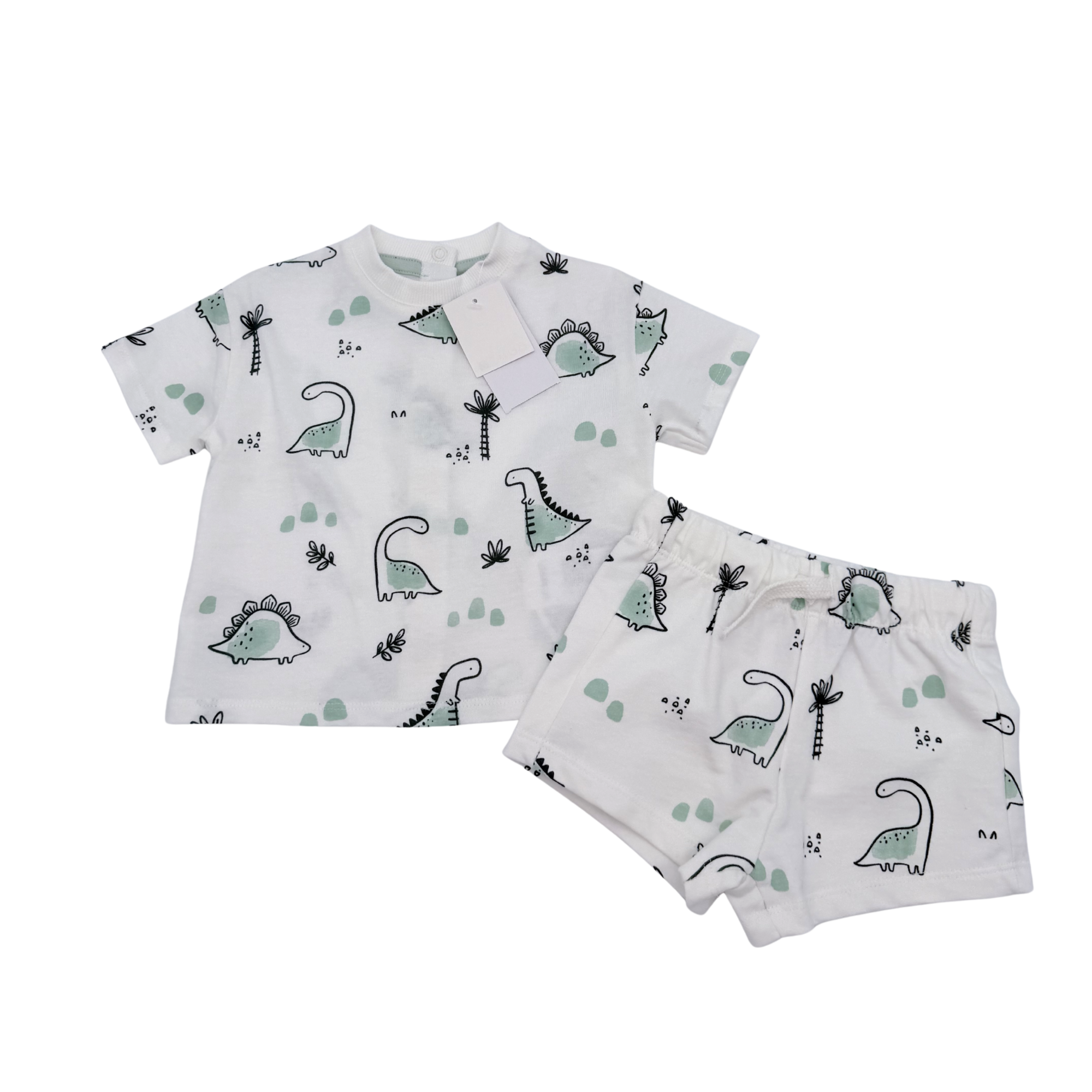 Ensemble dinosaures blanc et vert d’eau — 6 mois