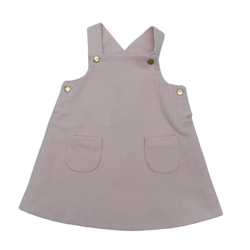 Robe salopette rose poudré en velours côtelé — 12 mois