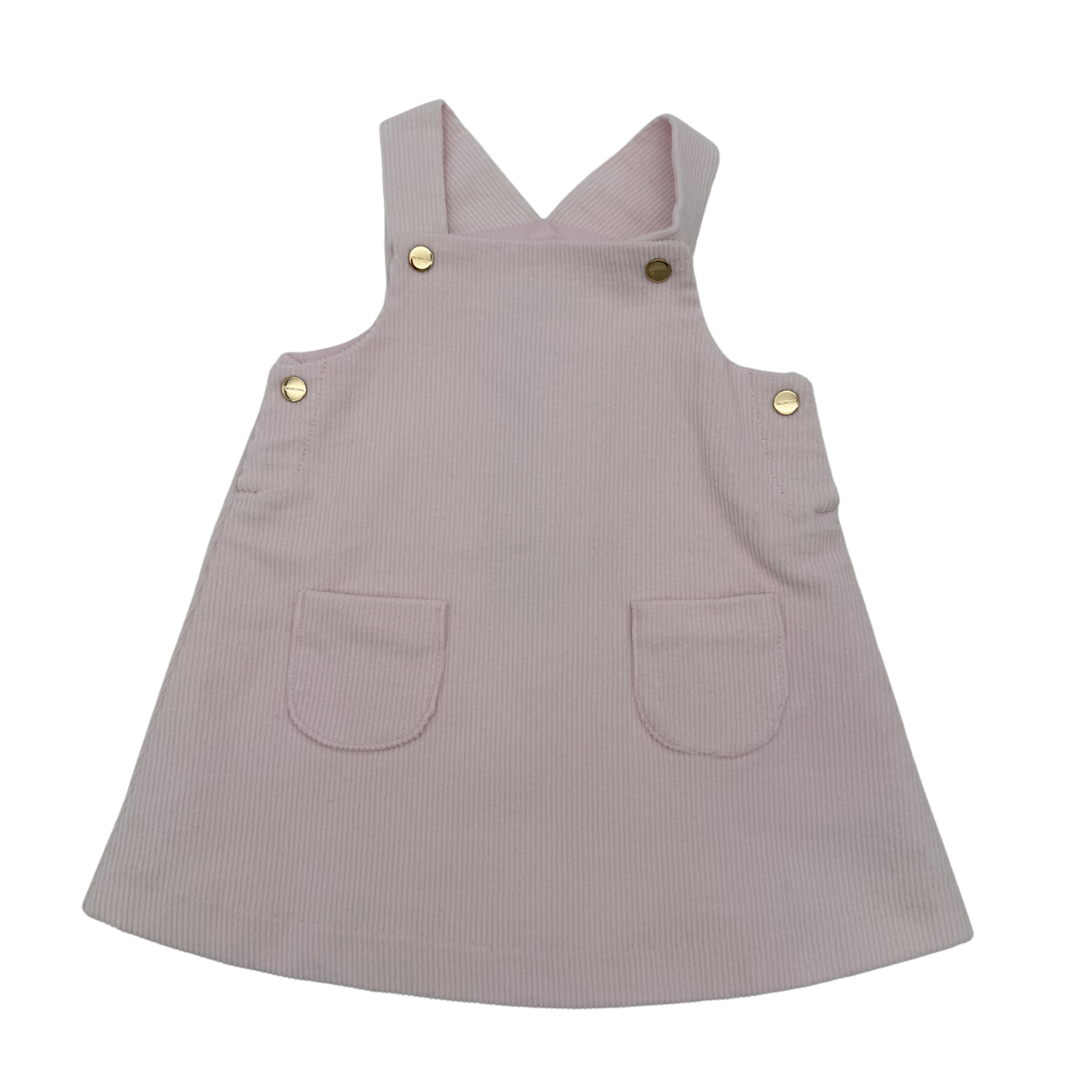 Robe salopette rose poudré en velours côtelé — 12 mois