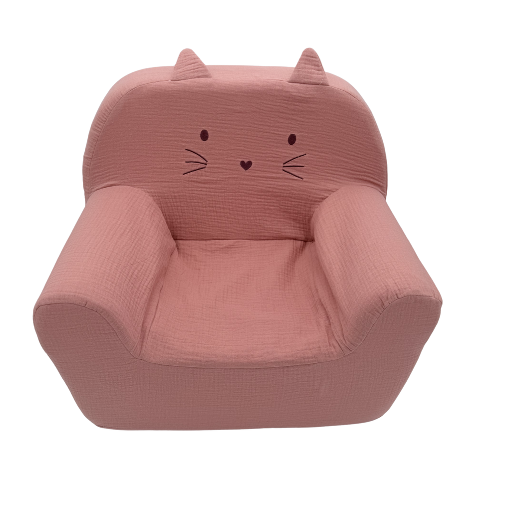 Fauteuil enfant gaze rose ancien