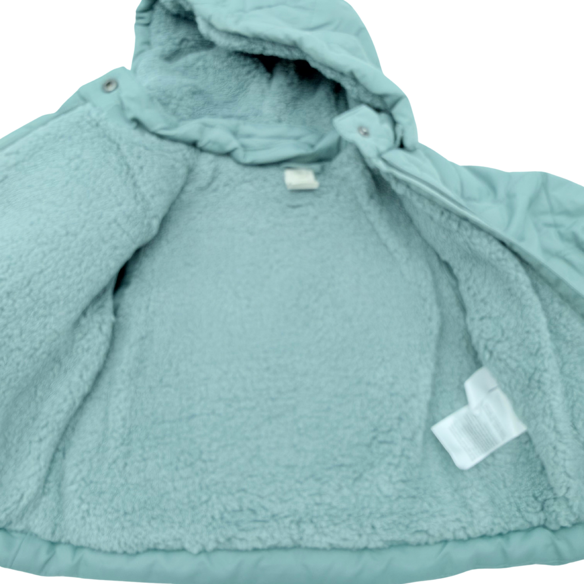 Veste bébé matelassée vert sauge à capuche - 2-6 mois