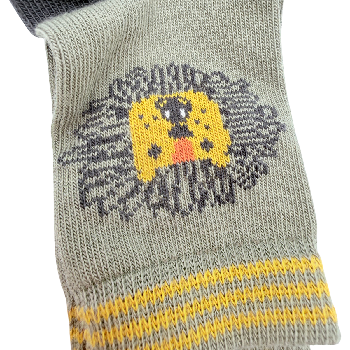 Chaussettes kaki en coton bio motif lion - 19-22