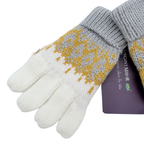 Gants enfant écrus à motifs jacquard moutarde - 2-3 ans