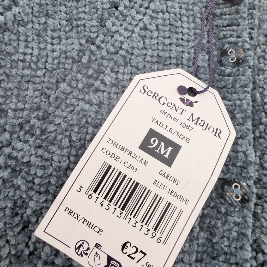 Gilet bleu col fleuri — 18 mois