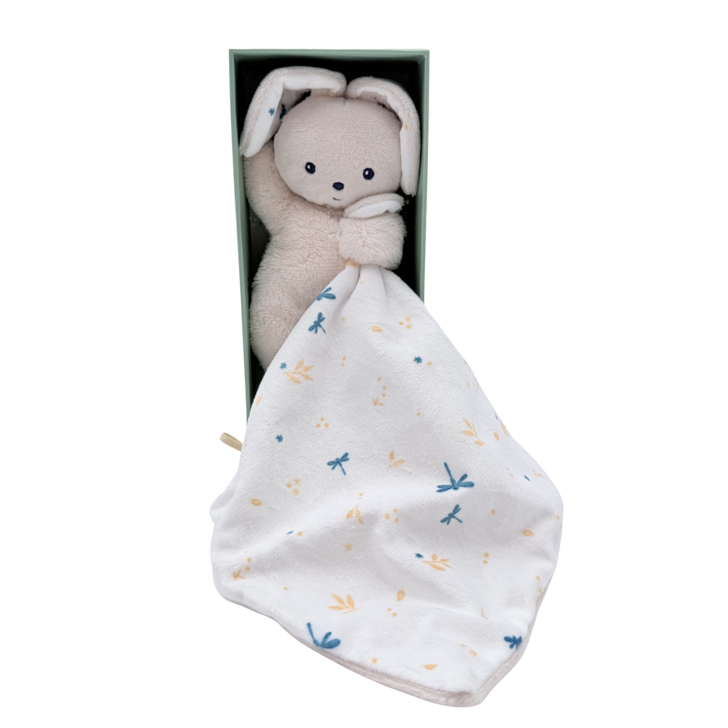 Doudou lapin plat avec mouchoir