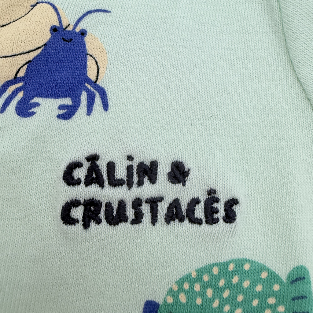 Combishort vert d'eau « Câlin & Crustacés » — 3 mois