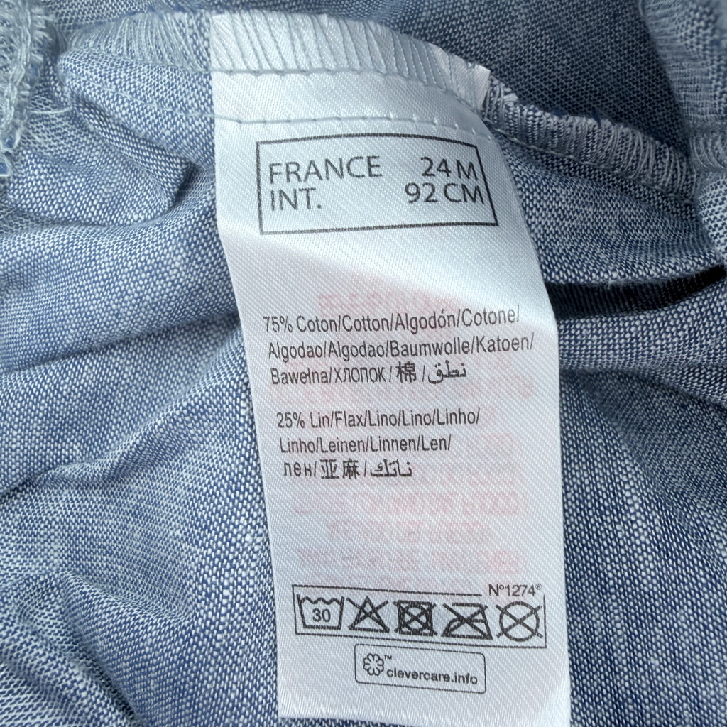 Pantalon léger bleu chiné à imprimé floral — 24 mois