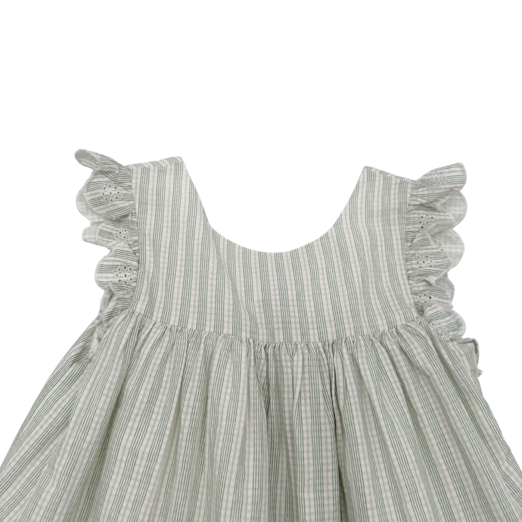Robe rayée verte et blanche - 3 ans