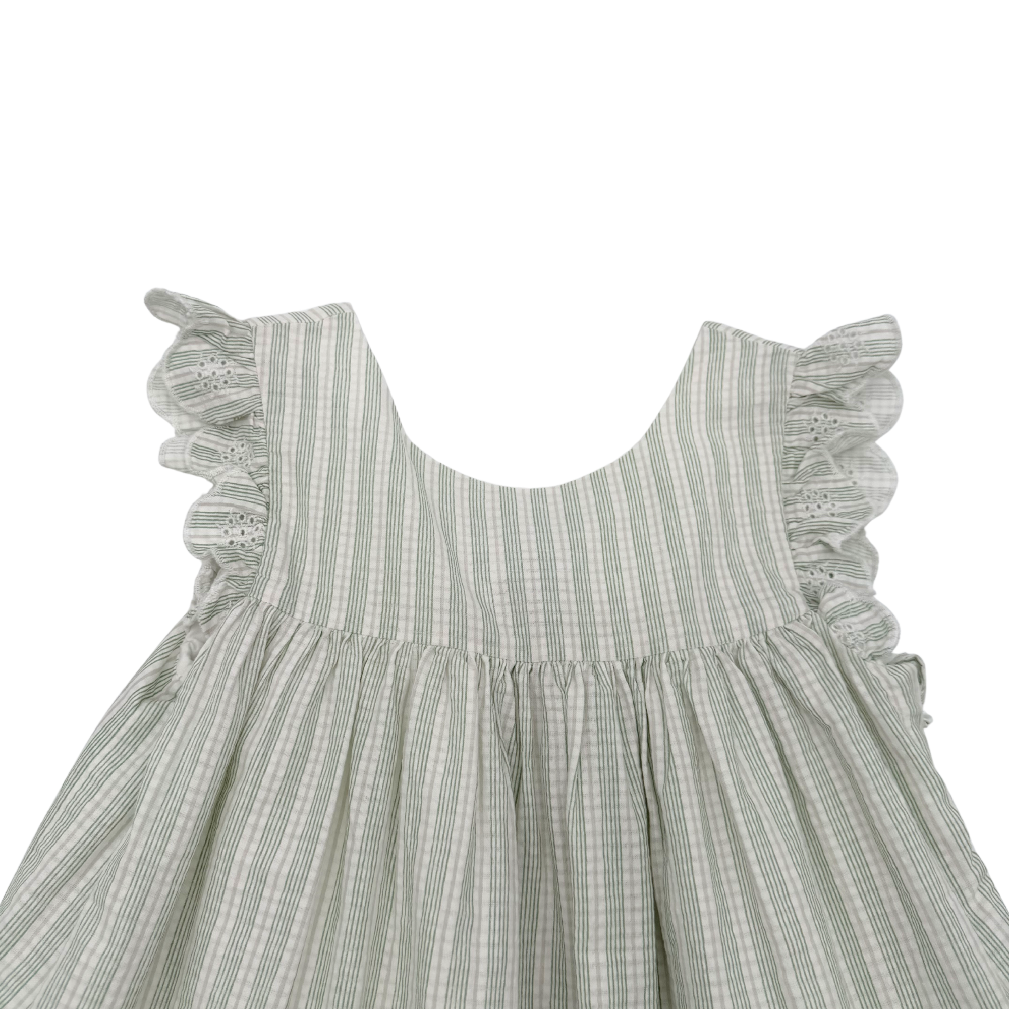 Robe rayée verte et blanche - 3 ans