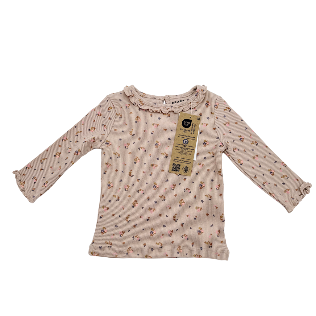 T-shirt manches longues côtelé fleuri — 6 mois