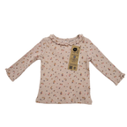 T-shirt manches longues côtelé fleuri — 6 mois