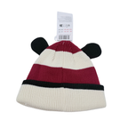Bonnet bébé à oreilles bordeaux et écru - 3-6 mois