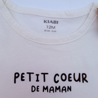T-shirt blanc imprimé « Petit cœur de maman » — 12 mois