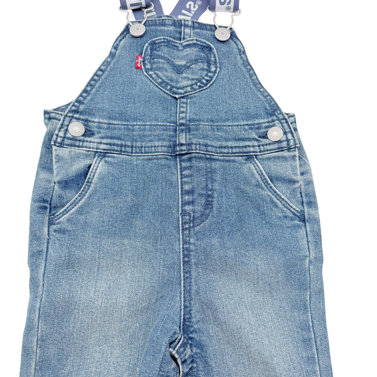 Salopette bébé en jean avec poche cœur - 9 mois