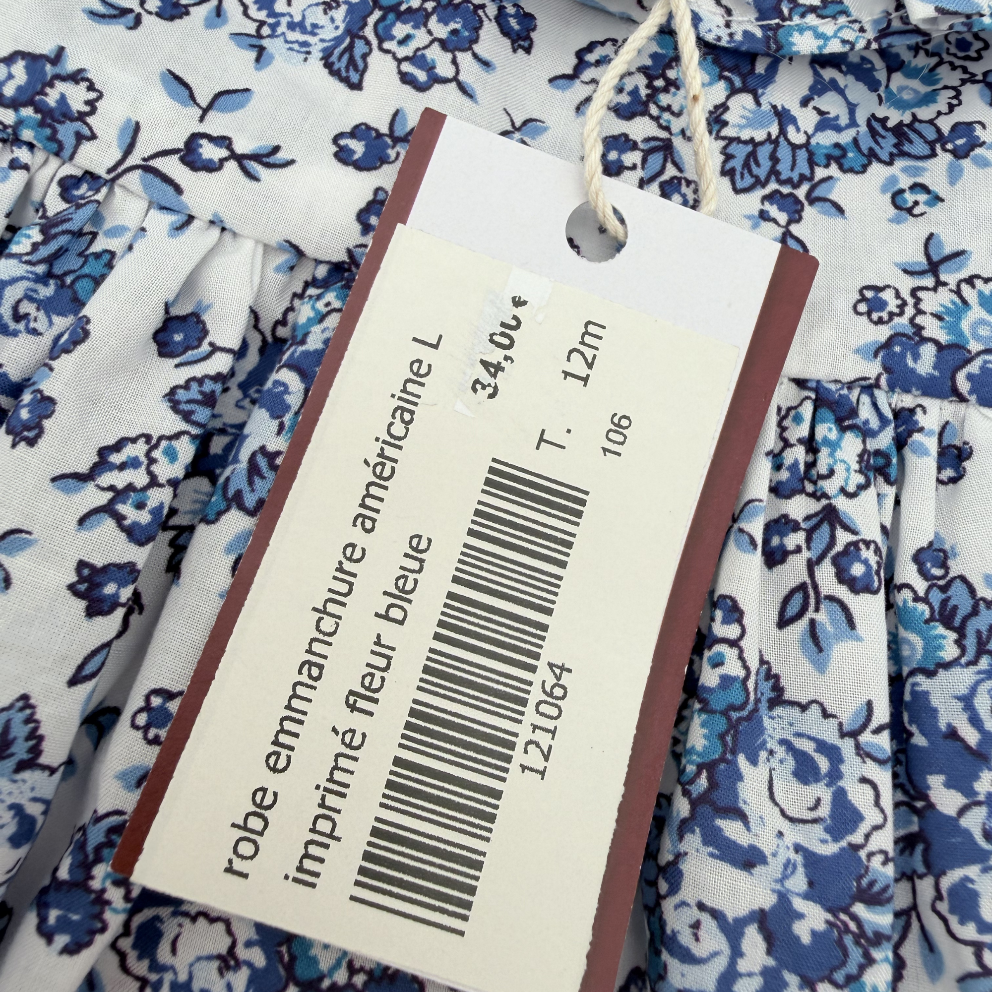 Robe fleurie bleue et blanche — 12 mois