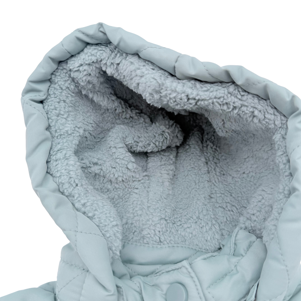 Veste bébé matelassée vert sauge à capuche - 2-6 mois