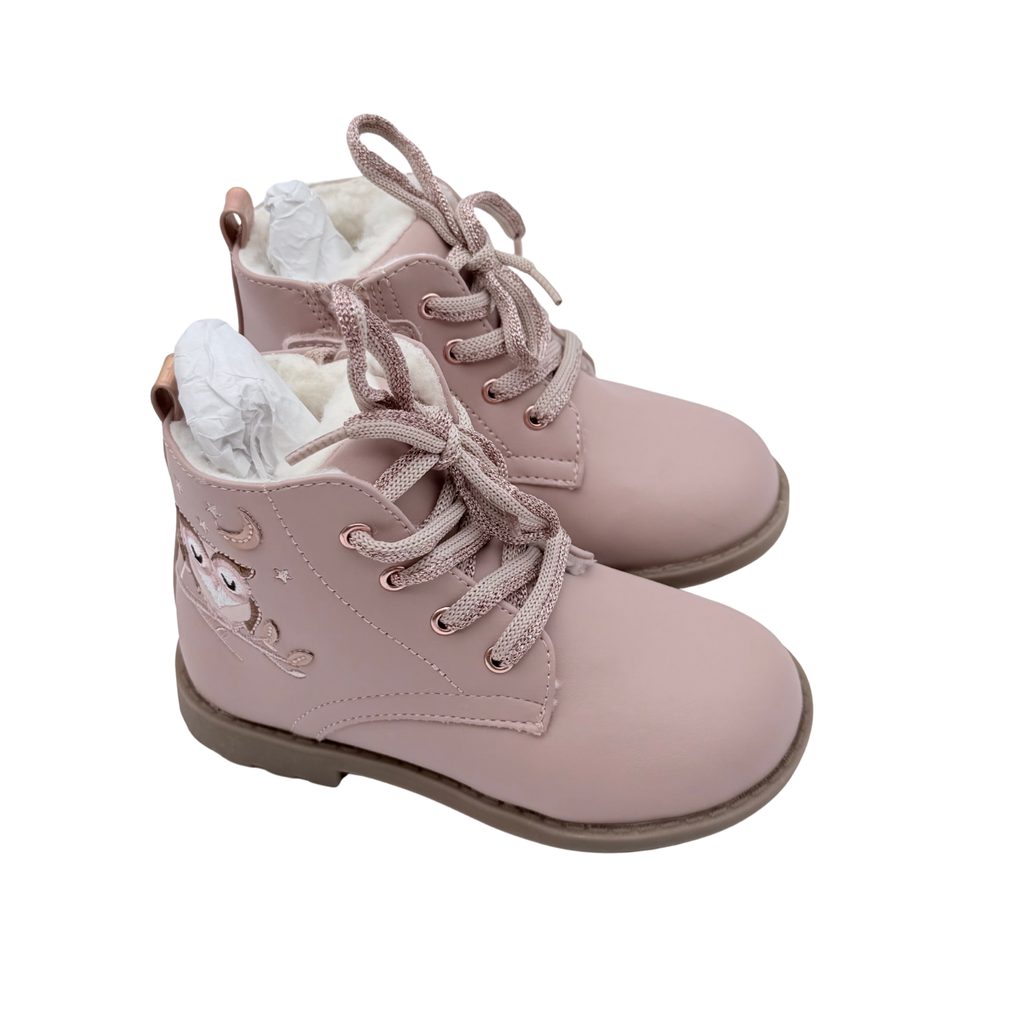 Bottines enfant rose poudré motif hibou - 26