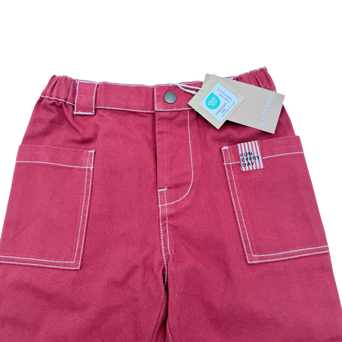 Pantalon rouge à poches contrastées - 18 mois
