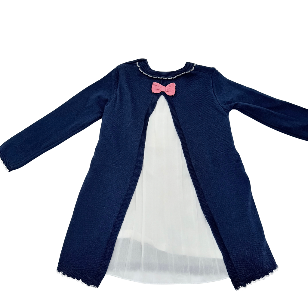 Robe en maille bleu marine à fleurs - 2 ans