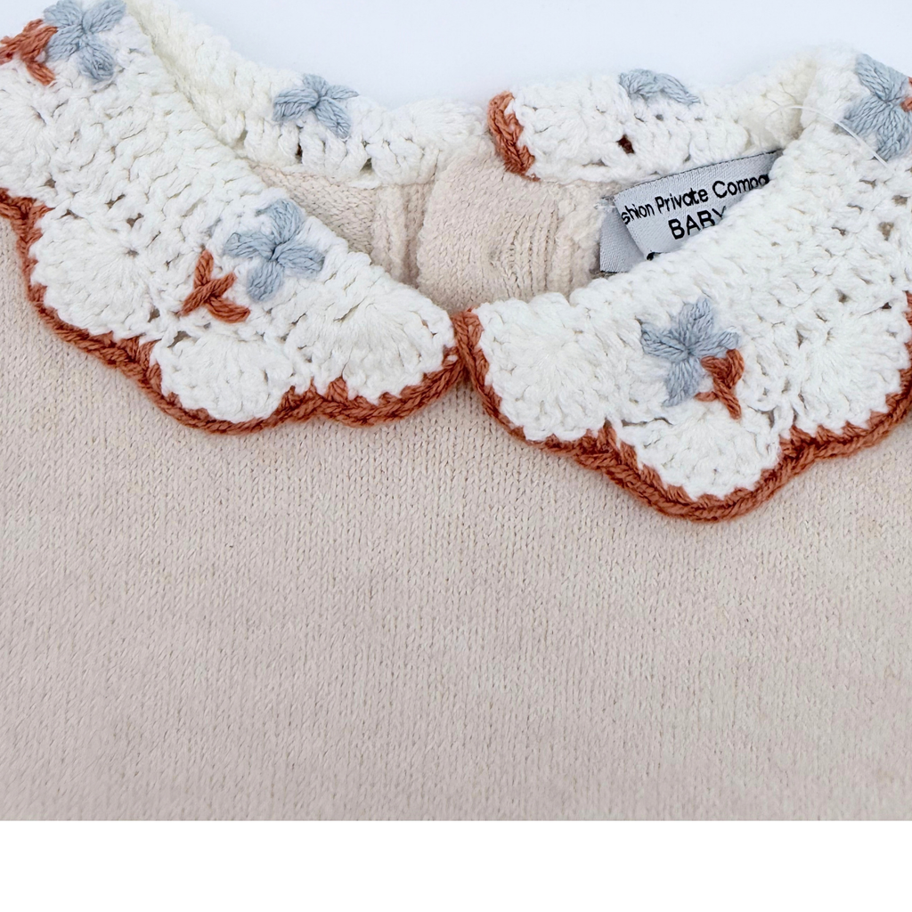 Pull bébé écru avec col fantaisie - 3 mois