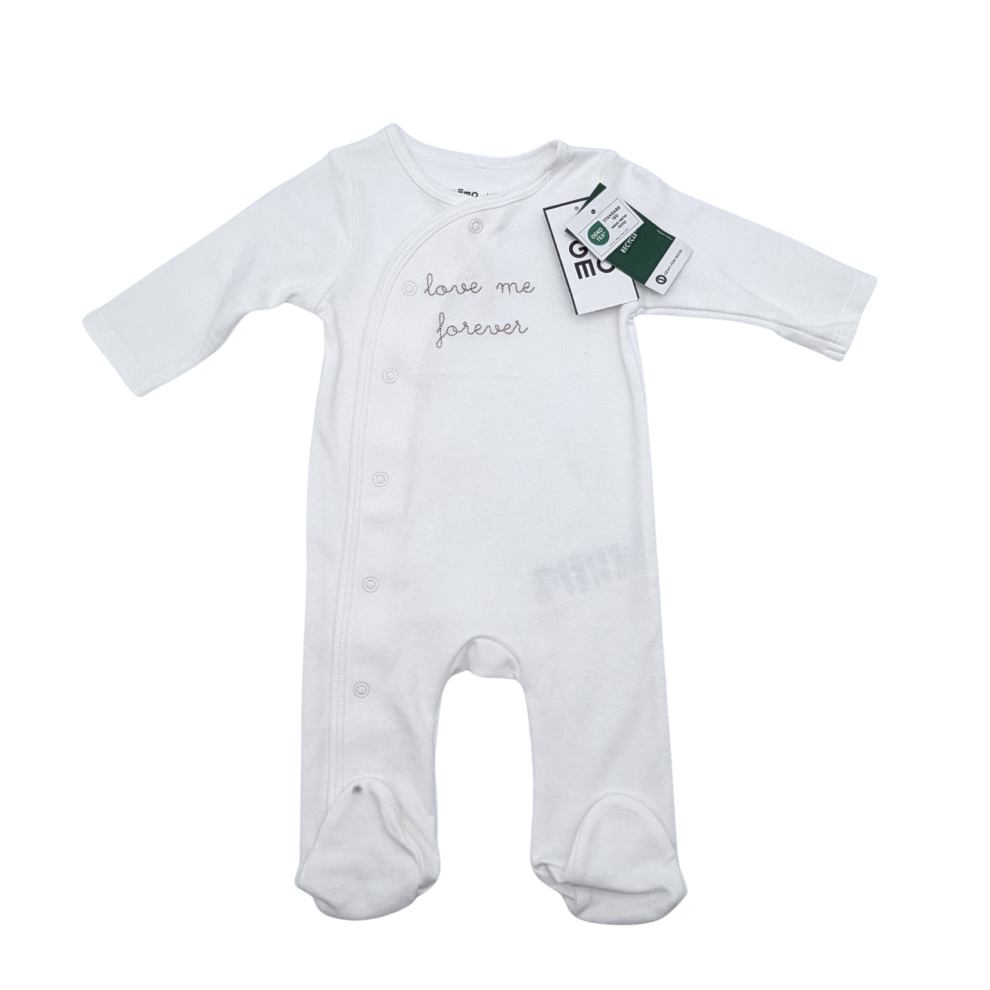 Pyjama bébé blanc “Love me forever” — 3 mois