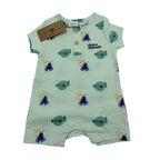 Combishort vert d'eau « Câlin & Crustacés » — 3 mois