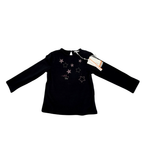 T-shirt noir étoiles pailletées — 18-24 mois
