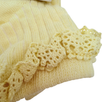 Chaussettes bébé jaunes en coton biologique à bordure dentelle - 6-12 mois